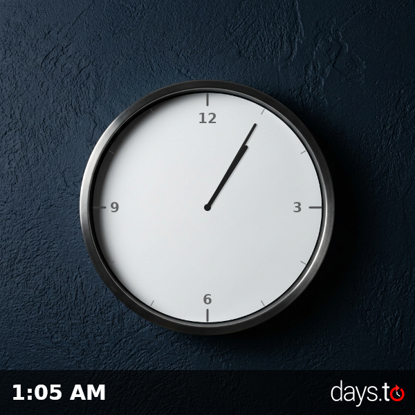 Clock showing 1:05 AM