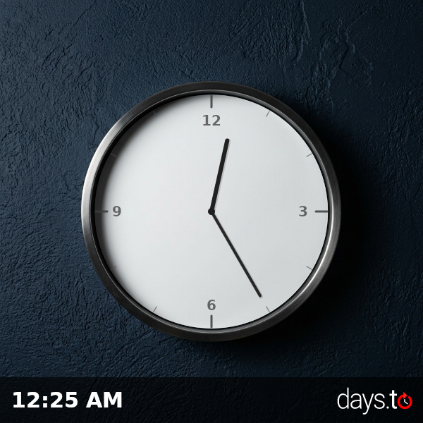 Clock showing 12:25 AM