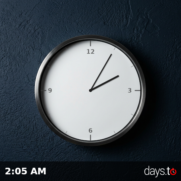 Clock showing 2:05 AM