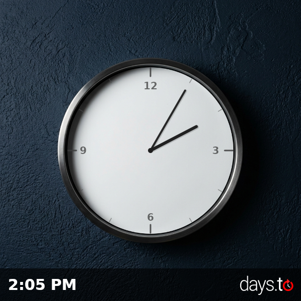 Clock showing 2:05 PM