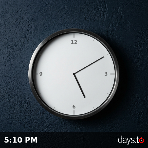 Clock showing 5:10 PM