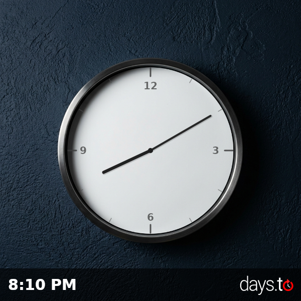 Clock showing 8:10 PM