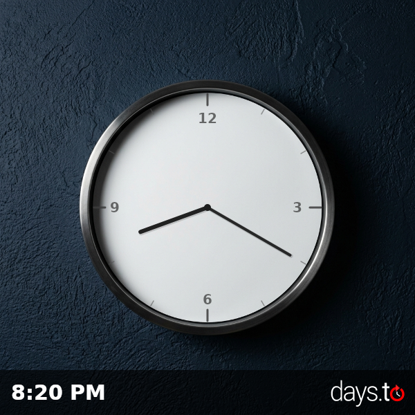 Clock showing 8:20 PM