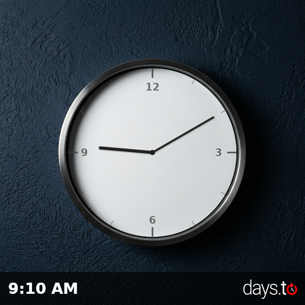 Clock showing 9:10 AM