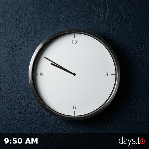 Clock showing 9:50 AM